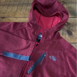 The North Face Mens Red Full Zip Hooded Fleece Sweatshirt Jacket Size Large